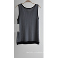 Ladies Pure Colour Striped Sleeveless Sweater